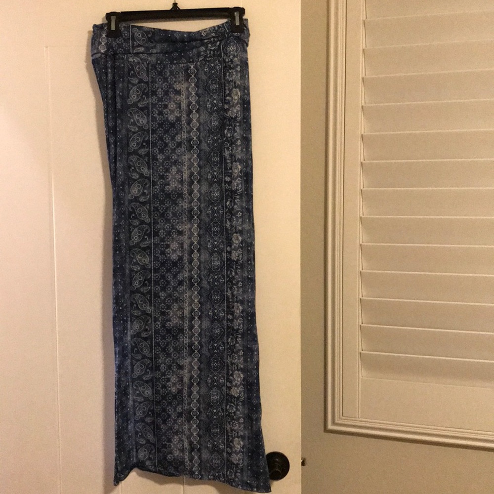 Long blue and white skirt